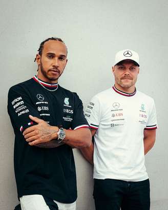 Hamilton e Bottas: a dupla que disputou mais corridas pela equipe Mercedes na F1.