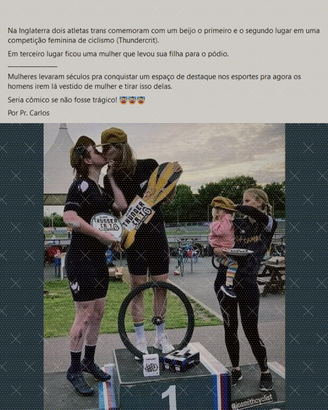 Publicação mostra pódio da edição de 2022 da ThunderCrit para criticar atletas trans de tirar conquistas das mulheres cisgênero