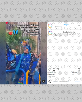 Vídeo alega que pessoa vestida de borboleta em Parada LGBT+ em São Paulo seria o ministro Flávio Dino, o que não é verdade