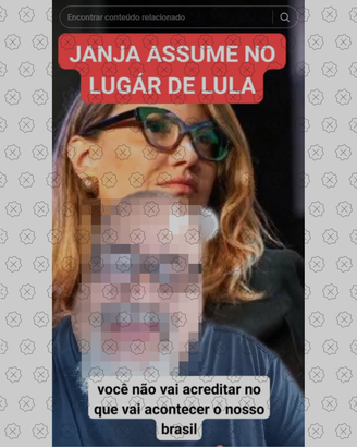 Em primeiro plano na imagem, homem diz que Janja — cuja foto aparece ao fundo — irá despachar no lugar de Lula enquanto presidente estiver em recuperação de cirurgia