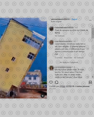 Post engana ao afirmar que desastres registrados em vídeo aconteceram recentemente na Líbia. Registros mostram, na verdade, eventos que aconteceram em outros países entre 2017 e 2023.