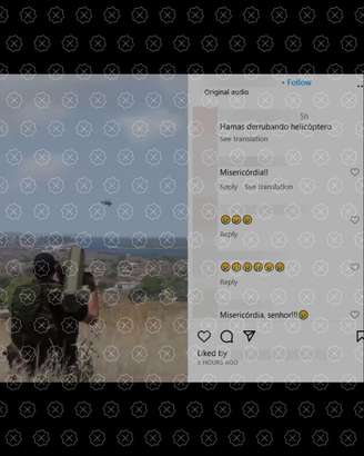 Post engana ao compartilhar cenas do jogo online Arma 3 como se fossem imagens reais de soldado do Hamas derrubando um helicóptero israelense