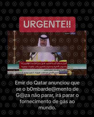 Discurso feito pelo emir do Qatar em 2017 circula como se fosse recente e mostrasse ameaça na interrupção no fornecimento de gás ao mundo
