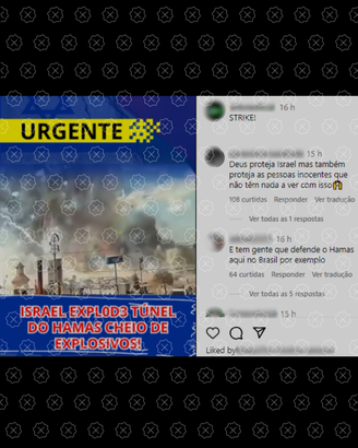 Publicação usa filmagem de explosão em mercado de fogos de artifício no México em 2016 para alegar que se trata de registro de destruição de túneis escavados pelo Hamas