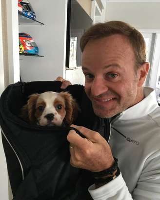 Rubinho Barrichello e seu cachorro Speedy em publicação do Instagram