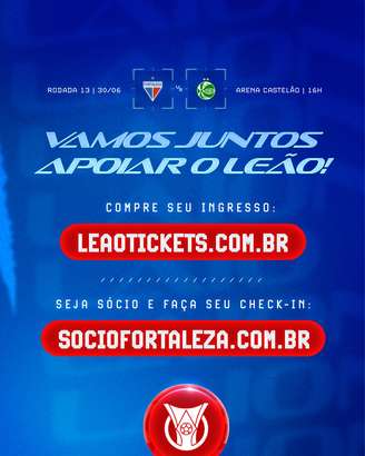 Anúncio dos ingressos do Fortaleza, para a partida diante do Juventude. 