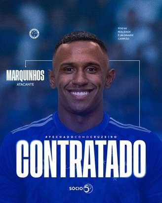 Cruzeiro anuncia a contratação de Marquinhos.