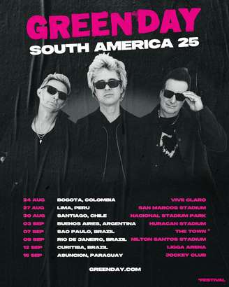 Green Day fará apresentações em São Paulo, Rio de Janeiro e Curitiba em setembro