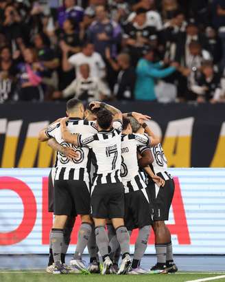 Time do Botafogo comemorando o gol de Barboza 
