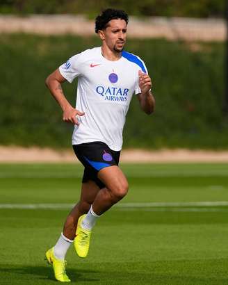 Marquinhos em treino do PSG para a final da Copa Intercontinental contra o Flamengo.