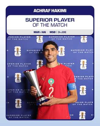 Hakimi recebe versão alterada de prêmio de melhor em campo contra o Haiti