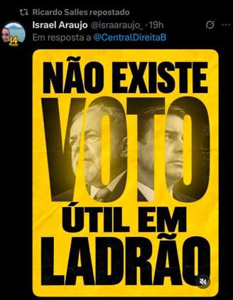 Salles faz retratação após compartilhar imagem que mostrava Flávio Bolsonaro como ‘ladrão’