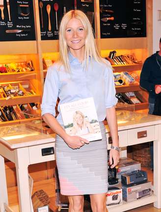 <p>Gwyneth Paltrow durante lançamento de um de seus livros de culinária</p>