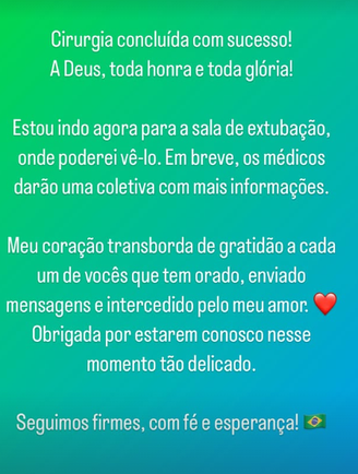 Michelle Bolsonaro atualiza quadro de Jair Bolsonaro