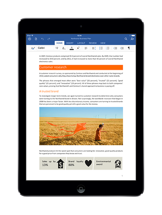 Visualização do Microsoft Word no iPad