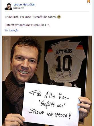 <p>Matthäus "pediu ajuda" dos fãs para voltar aos gramados</p>