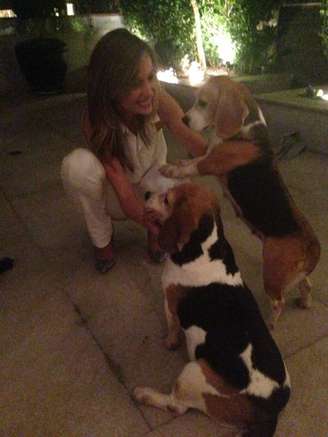<p>A apresentadora Luisa Mell faz carinho em beagles resgatados do Instituto Royal</p>