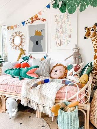 1. Decore o quarto das crianças com diferentes modelos de almofada infantil. Fonte: Pinterest