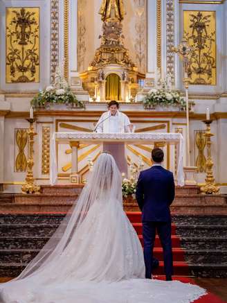 Rute e Diogo durante casamento