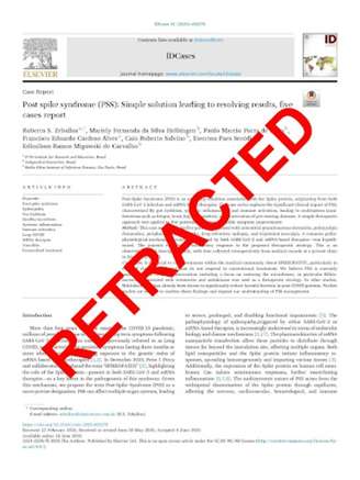 O artigo de Zeballos, Cardoso e Paulo de Melo foi retratado pela editora cinco meses após a publicação
