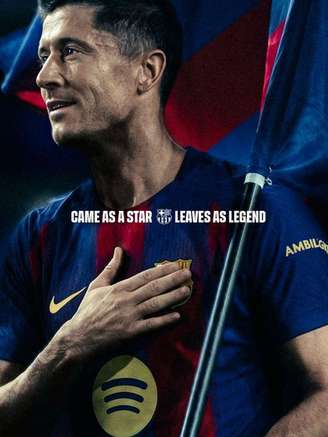 Barcelona postou nas redes uma homenagem a Lewandowski – Reprodução