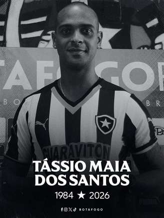 Botafogo lamenta o falecimento do ex-atleta Tássio Maia.
