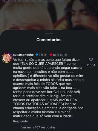 Comentário de Xuxa sobre Mara Maravilha.