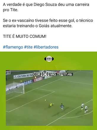 Meme zoando o técnico Tite após a derrota do Flamengo para o Peñarol na Copa Libertadores