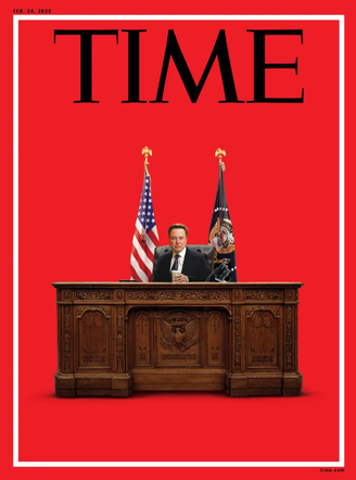 Capa da revista Time coloca Elon Musk na mesa presidencial