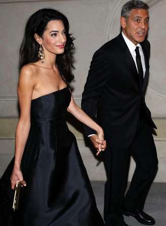 Clooney e sua noiva, Alamuddin, durante evento em Florença em 7 de setembro.