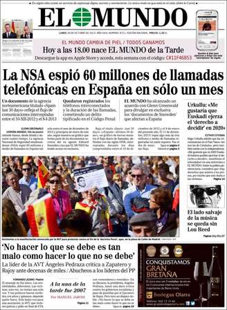 A capa do jornal El Mundo desta segunda-feira