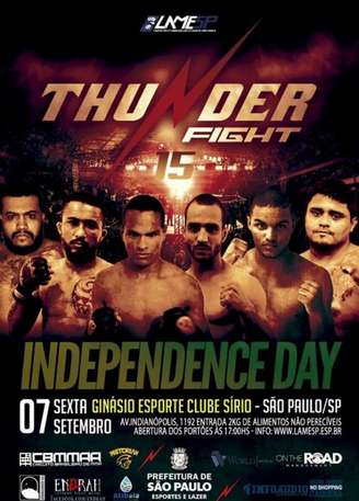 Thunder Fight 15 será realizado no dia 7 de setembro, no Esporte Clube Sírio, em São Paulo (Foto: Divulgação)