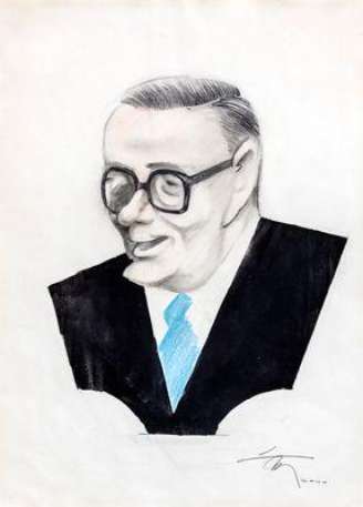 Miguel Gustavo retratado pelo caricaturista Lan