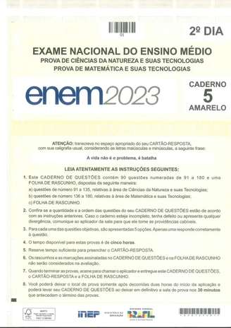 Caderno de Questões do Enem, segundo dia