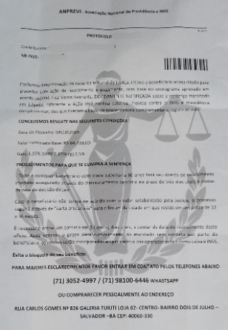 Golpistas enviam carta para casa de beneficiários do INSS informando que eles teriam valores a receber