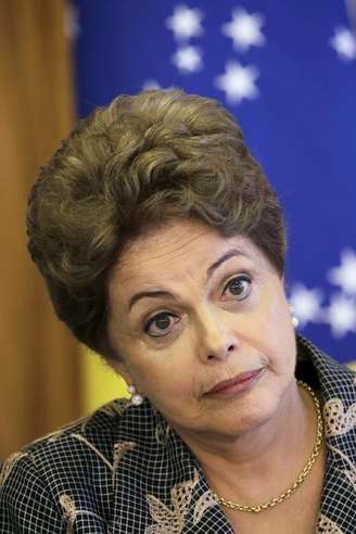 Brazil's President Dilma Rousseff reacts during a meeting with South Korea's President Park Geun-hye (not pictured) at the Planalto Palace in Brasilia April 24, 2015.