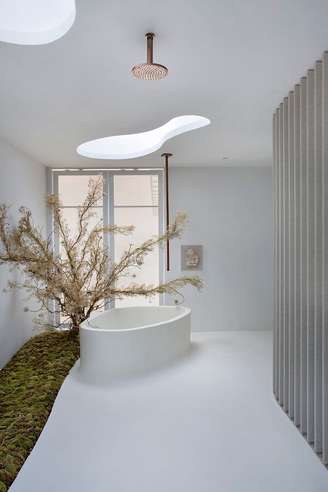 1. o banheiro fica ainda mais incrível com o chuveiro com bluetooth – Projeto Melina Romano Casa Alma Duratex – Foto MCA Estudios