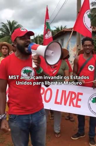Segundo o MST, o vídeo em que supostos integrantes do MST ameaçam invadir os Estados Unidos para libertar Maduro é falso e foi produzido com o uso de inteligência artificial.