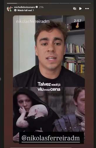 Michelle republica vídeo de Nikolas Ferreira em seu Instagram