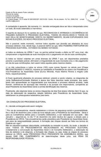 Lista inicial de inaptos a votar e serem votados na nova eleição do Vasco em decisão da Justiça (Reprodução)