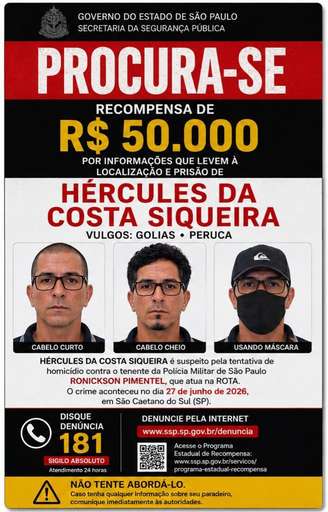 SSP oferece recompensa de R$ 50 mil para localizar e prender suspeito de tentar matar irmão de Eloá.