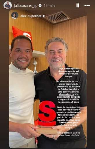 Alexandre Fonseca e Julio Casares anunciam renovação do São Paulo e Superbet
