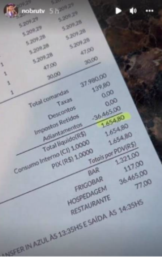 Bruno Goes, mais conhecido como Nobru, gastou R$ 37 mil em diária de hotel de Fernando Noronha (PE).