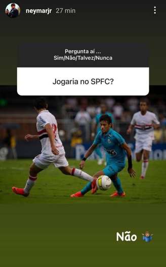 Neymar nega chance de jogar no São Paulo (Foto: Reprodução/Instagram)
