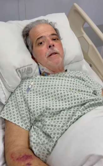 O ator Claudio Cinti, conhecido por seus trabalhos na Globo e no cinema, durante internação para tratar problemas de saúde em 2026.