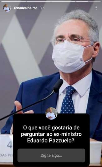 No Instagram, Renan Calheiros pede sugestões de perguntas a Pazuello na CPI da Covid