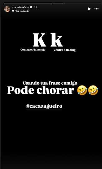 Marinho, em sua conta no Instagram. 