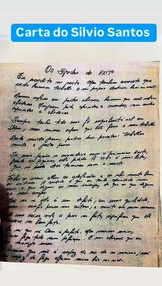 Carta deixada por Silvio Santos