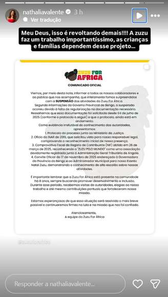 Nathalia Valente se revolta após suspensão de projeto na África - imagem 1