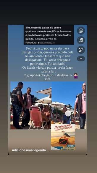Luma de Oliveira acionou a polícia após reclamar de um grupo com som alto na Praia